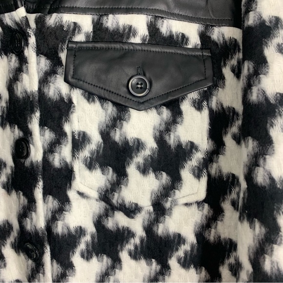 NWT Vince Camuto Textured Houndstooth & Faux Leather Button Down Jacket - Picture 6 of 12